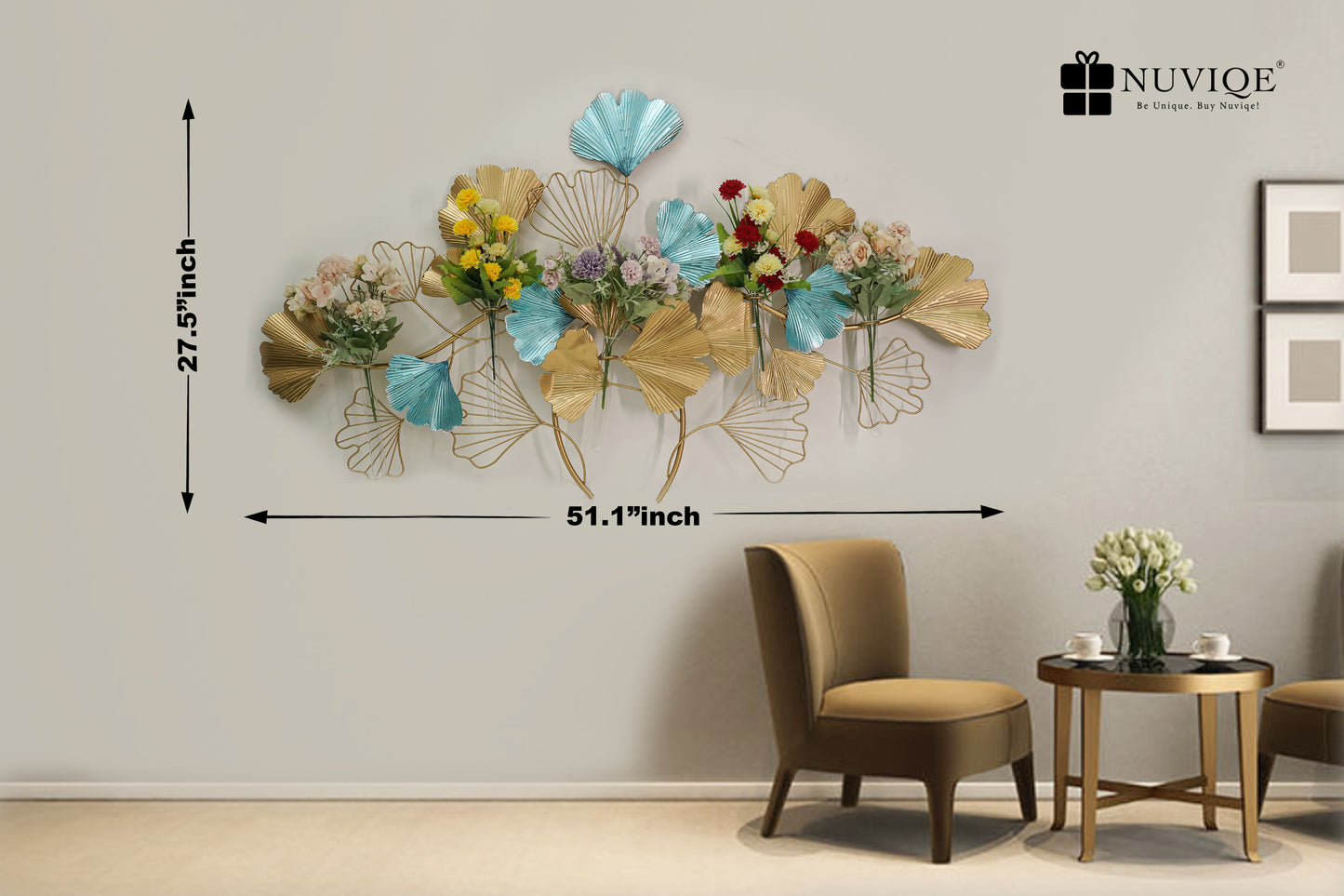 Blue and Golden Flower Wall Art