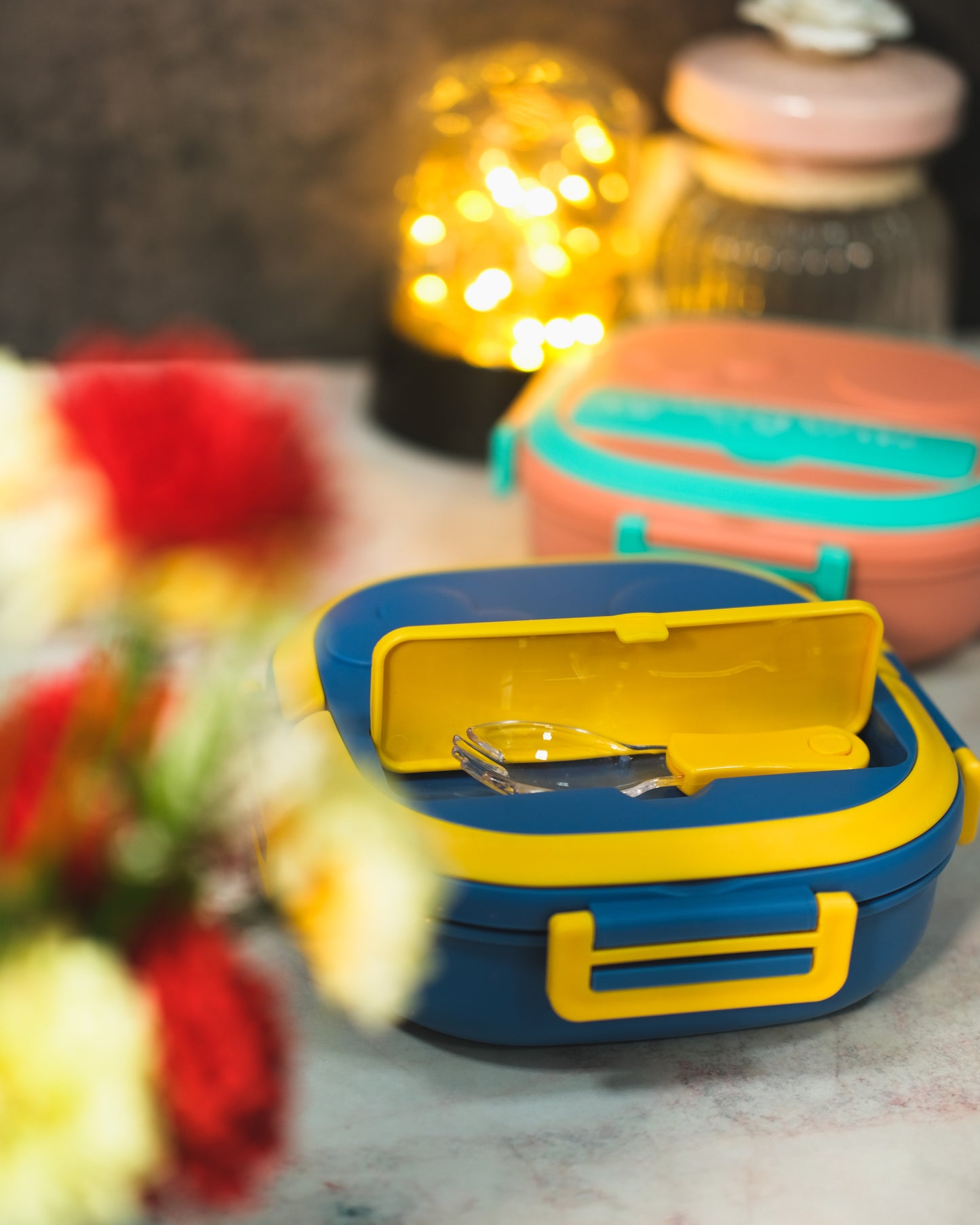 Lunch Box with 2 Compartment Lid