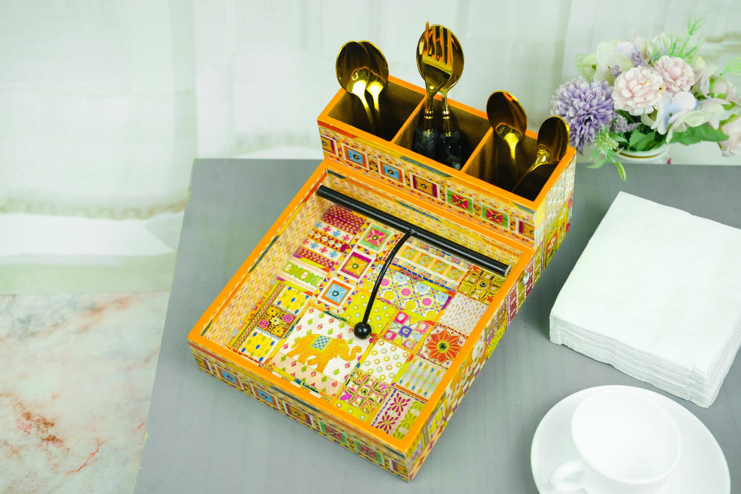 Jaipur Tissue and Cutlery Holder