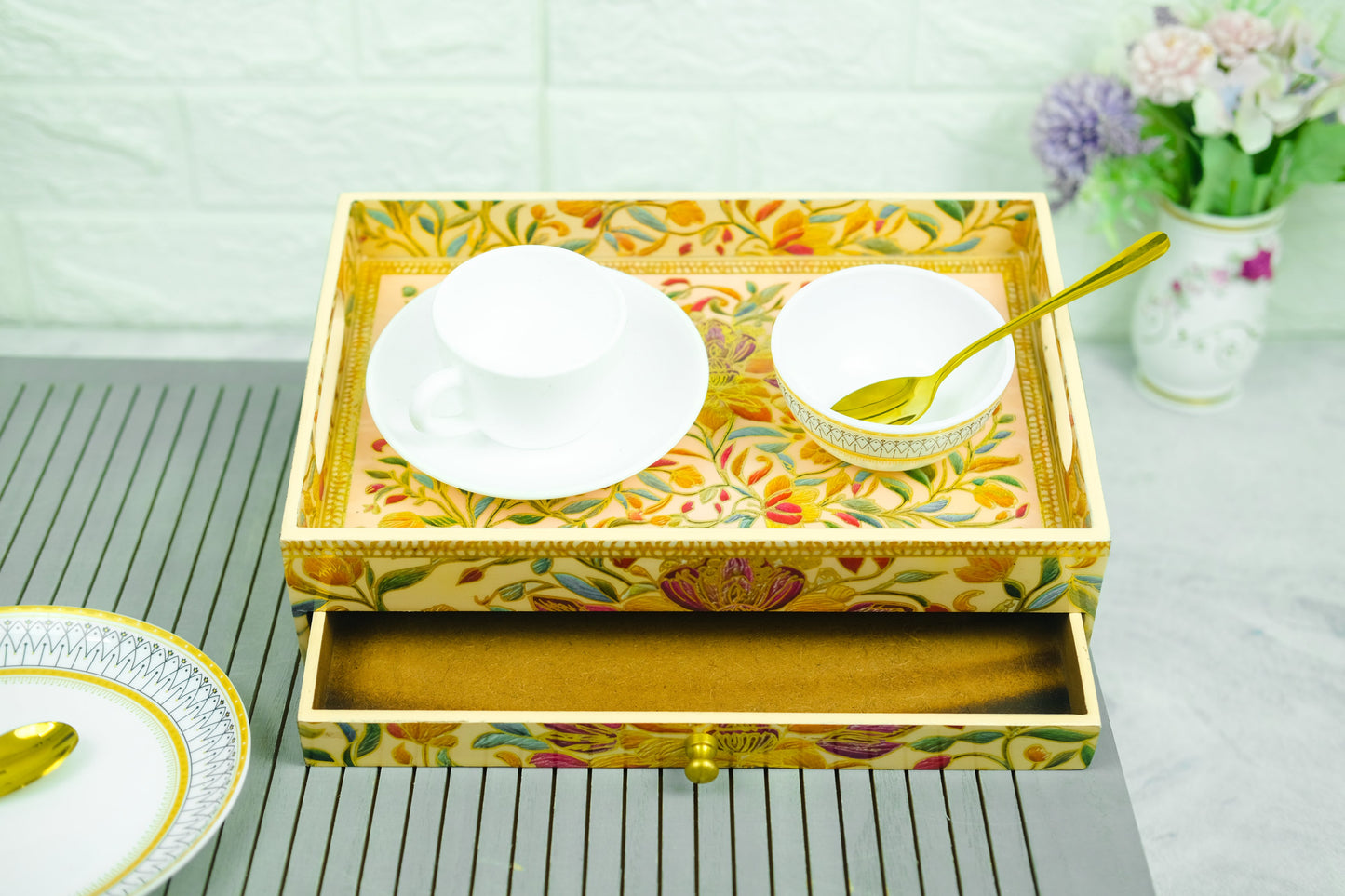 Jaipur Cutlery Holder and Tray