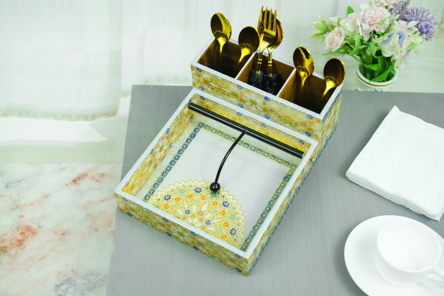 Lotus Tissue and Cutlery Holder