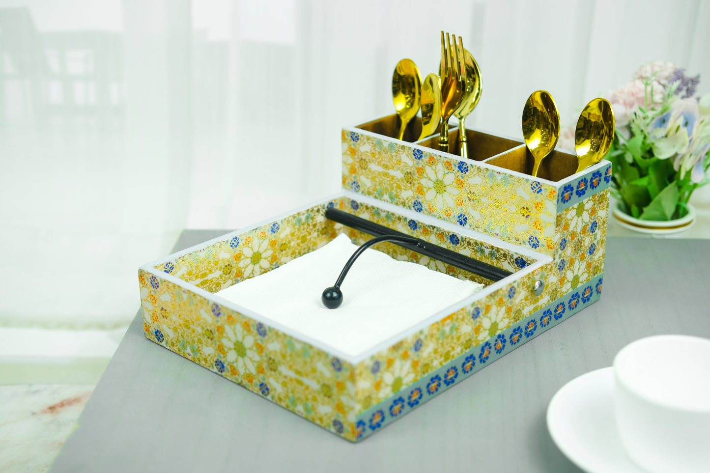 Lotus Tissue and Cutlery Holder