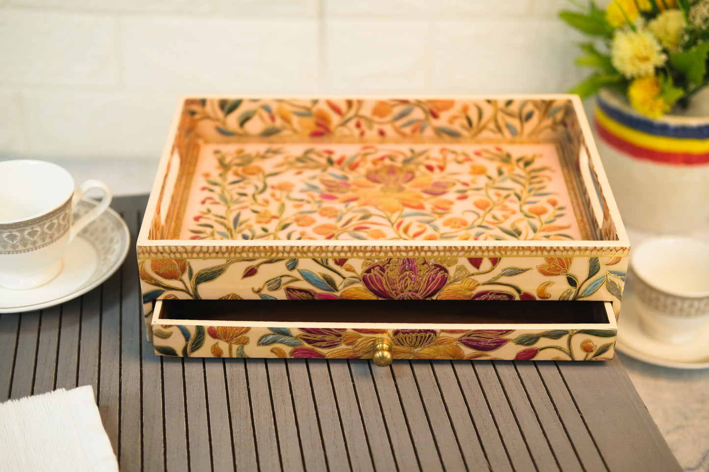 Jaipur Cutlery Holder and Tray